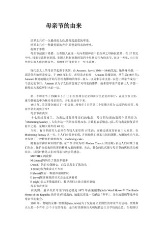 母亲节的由来