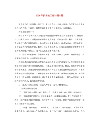 2020年护士的工作计划5篇