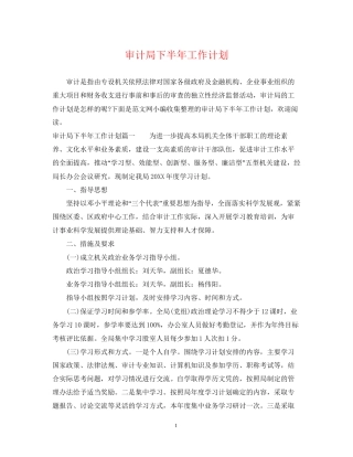 审计局下半年工作计划