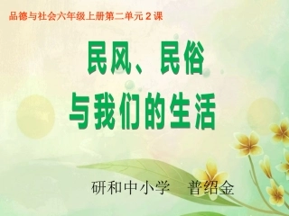 品德与社会六年级上册第二单元2课民风民俗与我们的生活