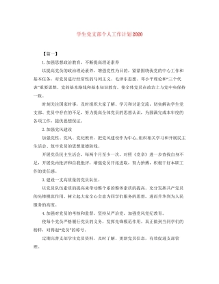 学生党支部个人工作计划