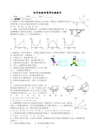 九年级物理简单机械练习试卷