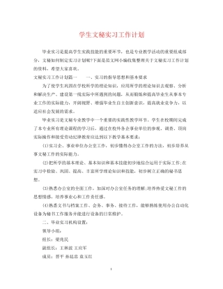 学生文秘实习工作计划
