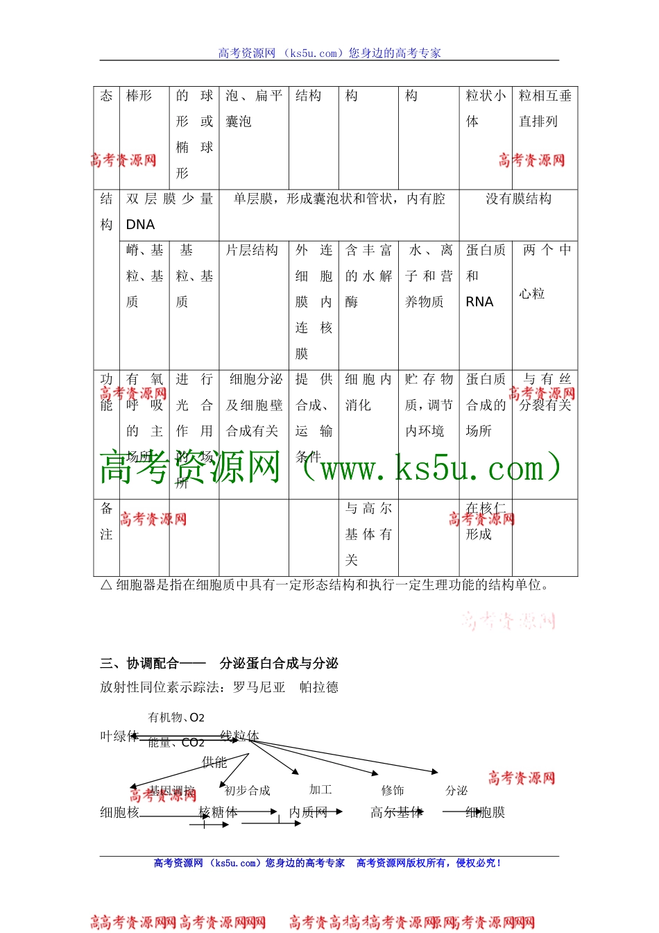 高三生物知识点总结：必修1第3节细胞的基本结构_第2页