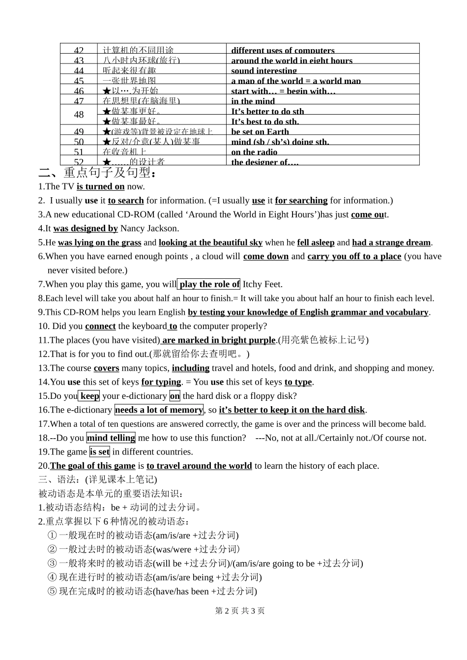 8BUnit3词汇句型超级归纳_第2页