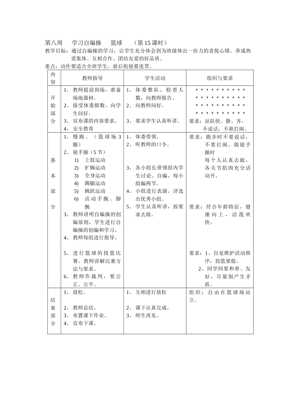 第八周学习自编操篮球_第1页