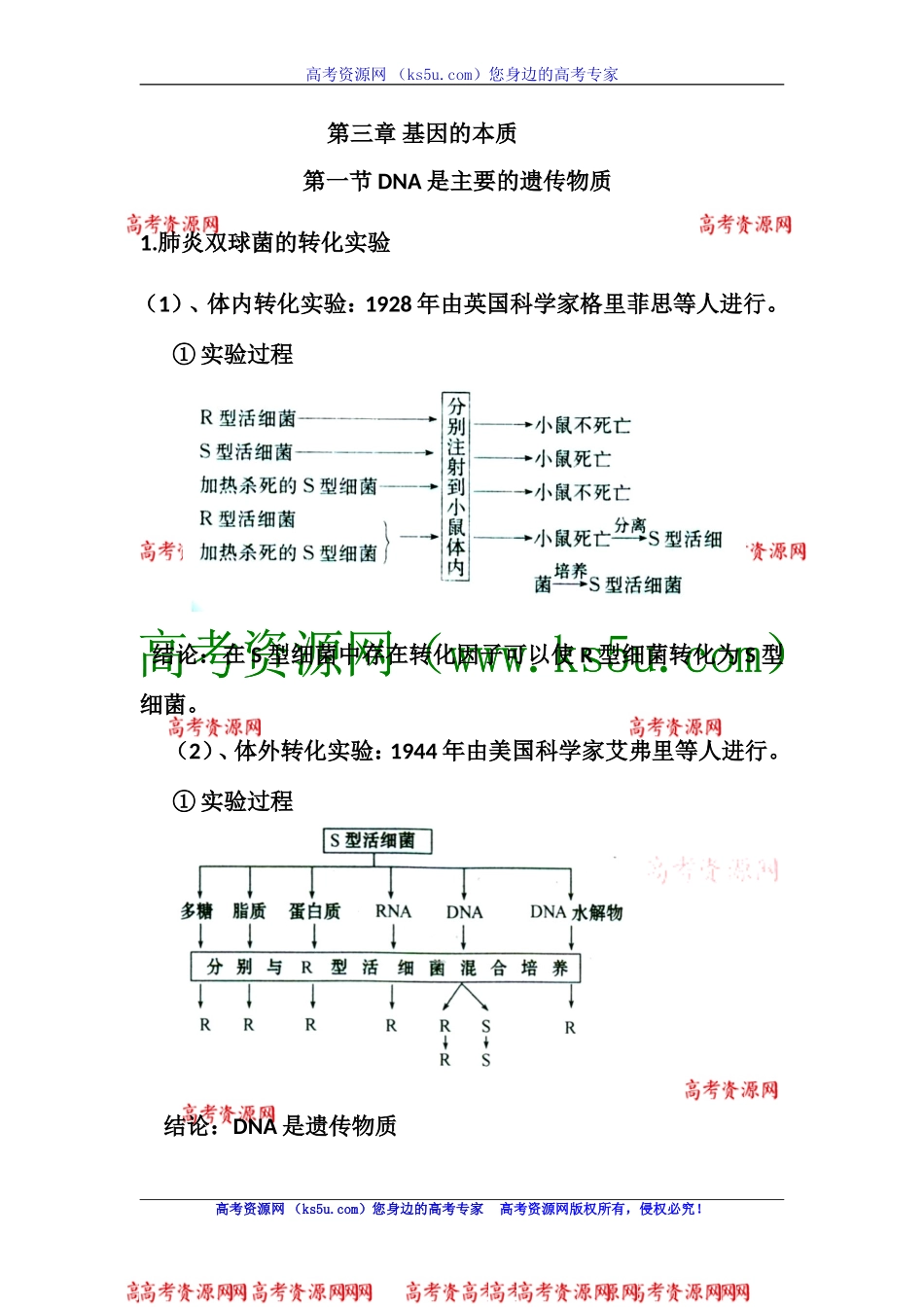 高三生物知识点总结：必修2第3章基因的本质_第1页