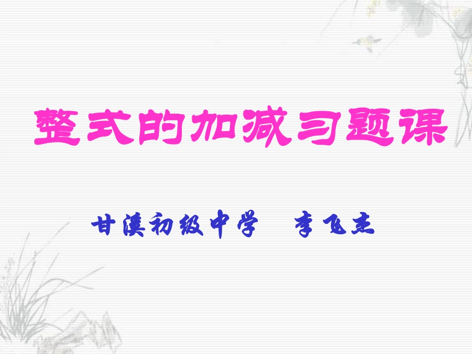 整式的加减习题课李飞杰_第1页