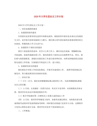 2020年大学生团总支工作计划