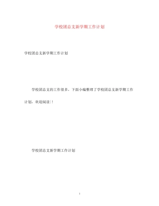 学校团总支新学期工作计划