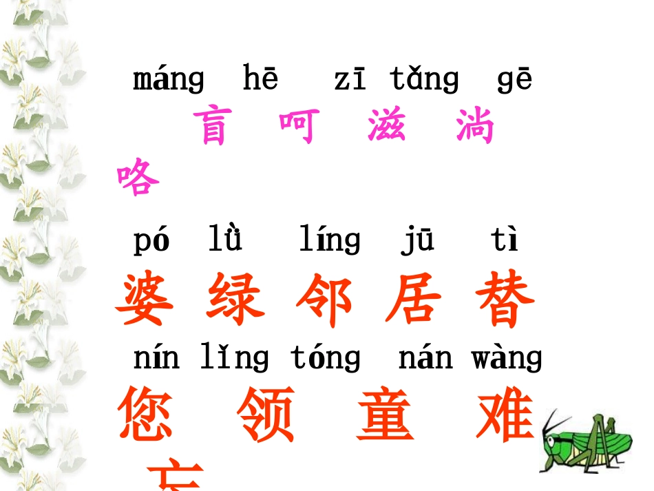 （苏教版）二年级语文课件　送给盲婆婆的蝈蝈_第3页