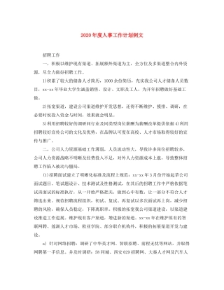 2020年度人事工作计划例文
