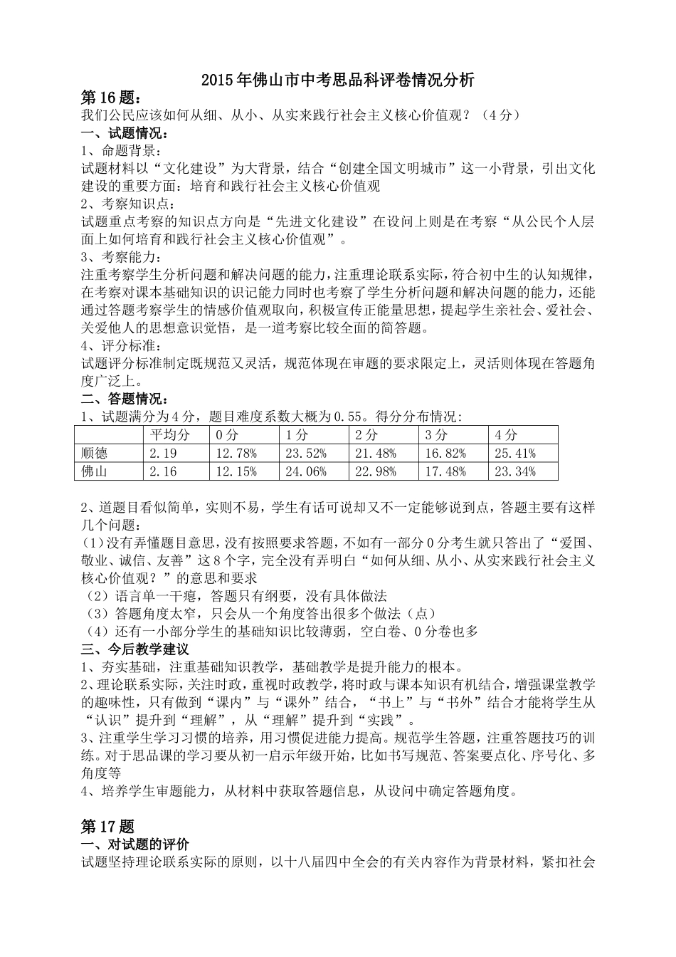 2015中考政治试卷分析_第1页