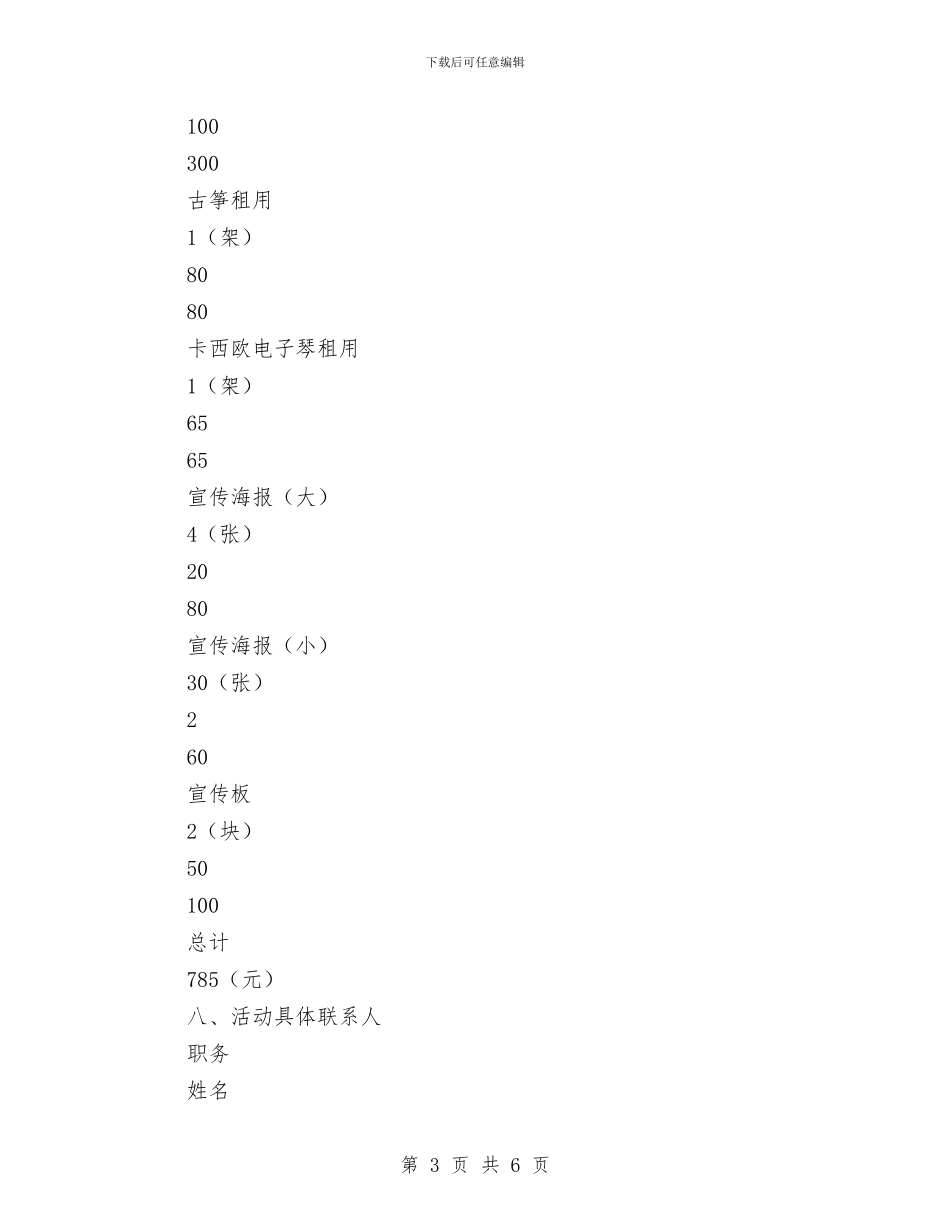 “再见青春”吉他协会告别专场演出活动策划书与“军旅杯”演讲稿汇编_第3页