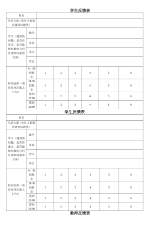 培优生学生反馈表