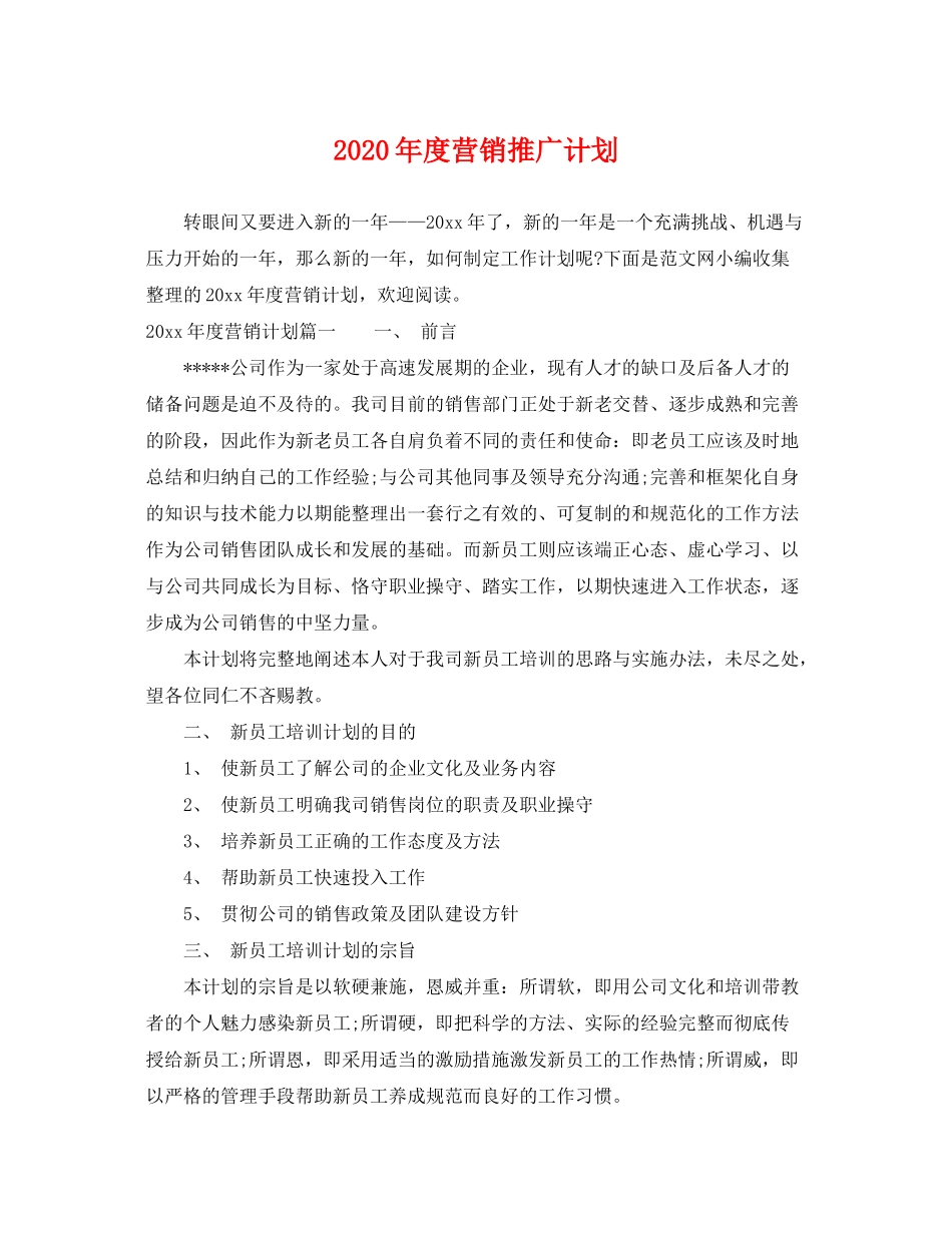 2020年度营销推广计划_第1页