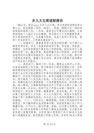 乡人大主席述职报告