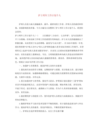 护士明年工作计划个人
