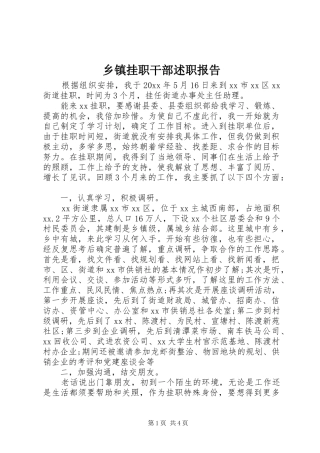 乡镇挂职干部述职报告