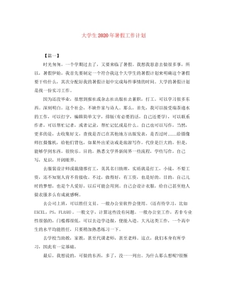 大学生年暑假工作计划