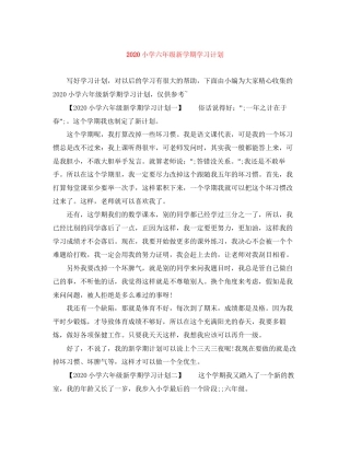 小学六年级新学期学习计划