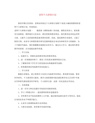 老师个人研修计划