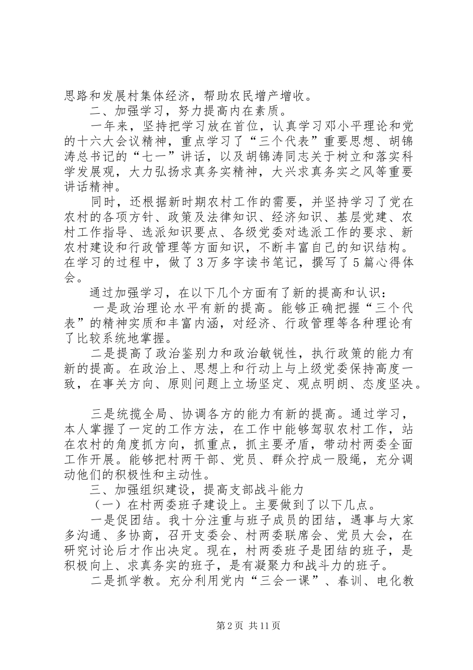 XX年新任村支部书记个人述职报告_第2页