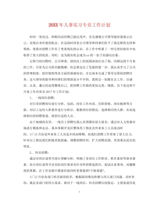人事实习专员工作计划2