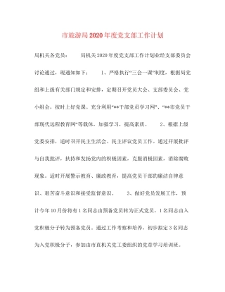 市旅游局年度党支部工作计划2