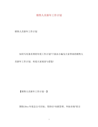销售人员新年工作计划
