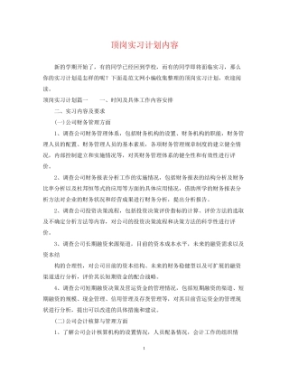 顶岗实习计划内容