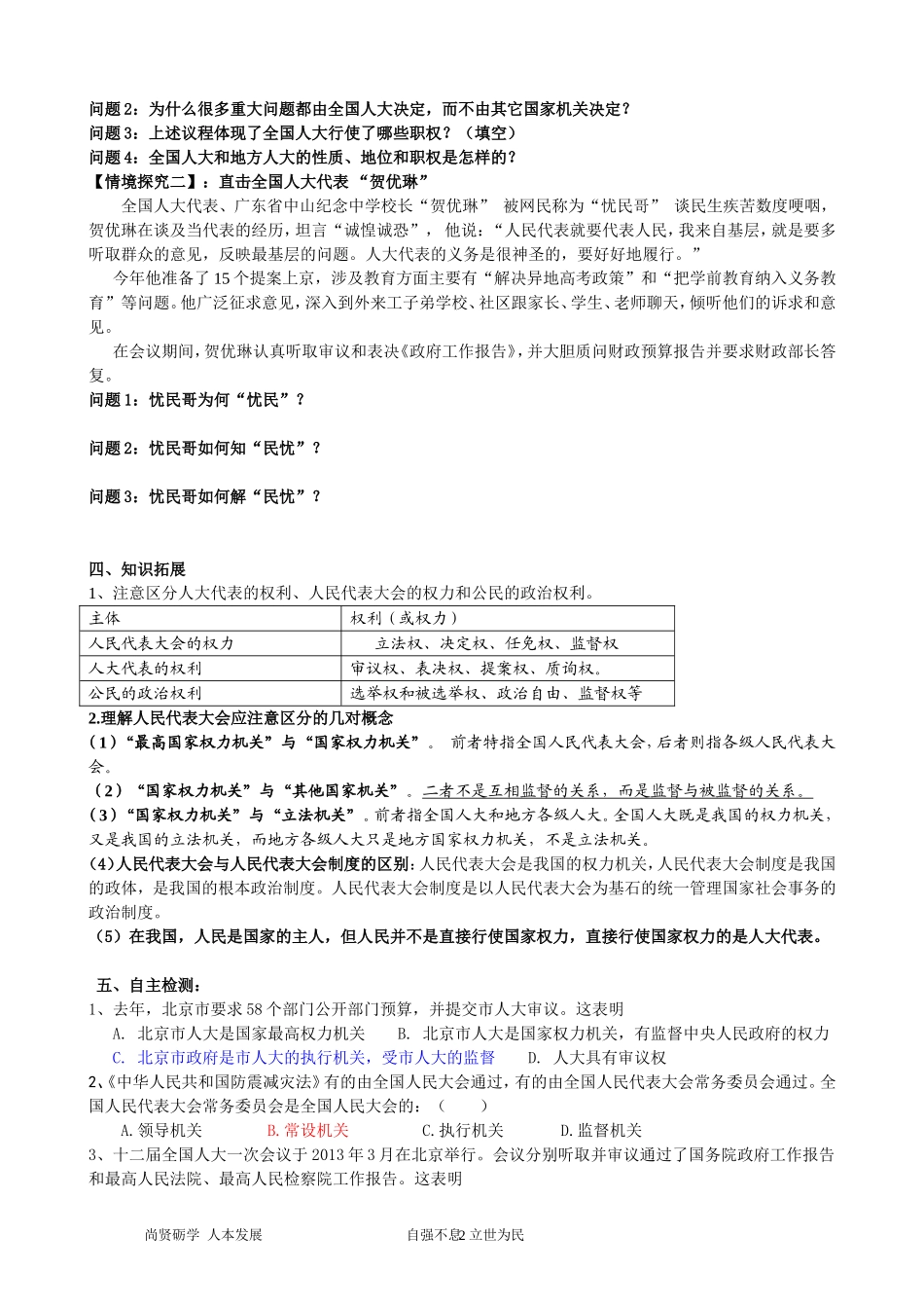 2015导学稿（学生版）ZZB2005（我国的人民代表大会制度）_第2页