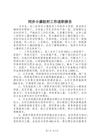 同步小康驻村工作述职报告