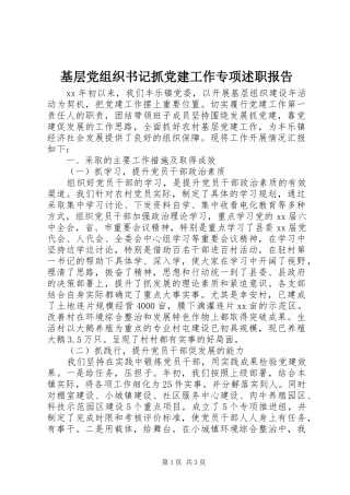 基层党组织书记抓党建工作专项述职报告