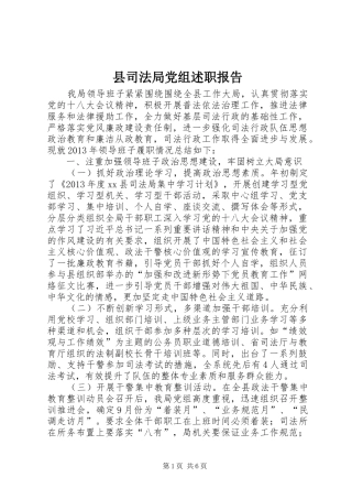 县司法局党组述职报告