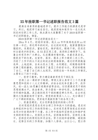 XX年挂职第一书记述职报告范文3篇