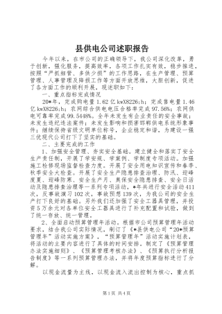 县供电公司述职报告