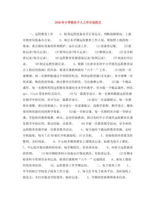 2020年小学校长个人工作计划范文