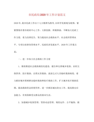 市民政局年工作计划范文