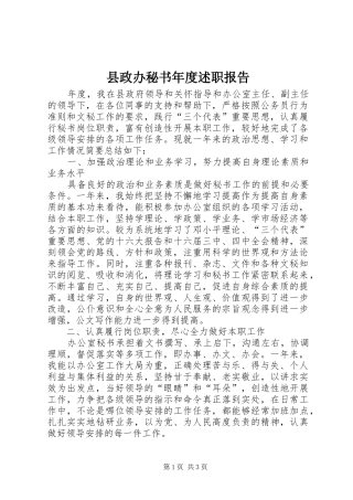 县政办秘书年度述职报告