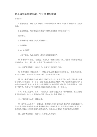 幼儿园大班科学活动：勺子里的哈哈镜