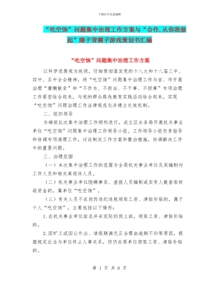 “吃空饷”问题集中治理工作方案与“合作
