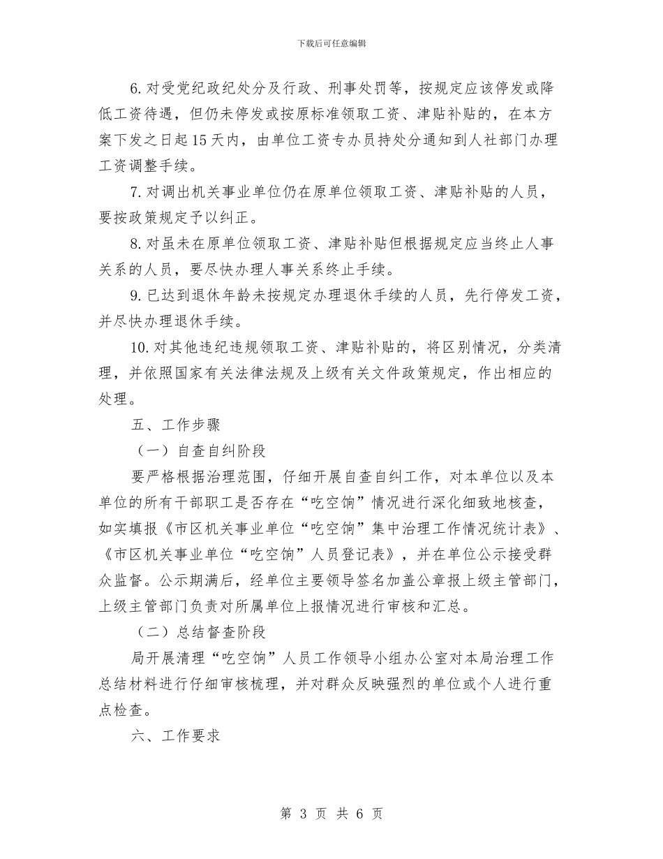 “吃空饷”问题集中治理工作方案与“吃货的世界”主题活动策划书汇编_第3页