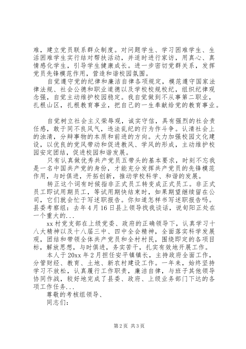 XX年4月中学党支部委员述职报告_第2页