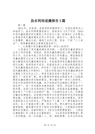 县水利局述廉报告3篇