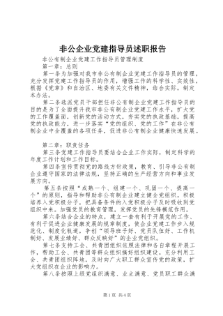 非公企业党建指导员述职报告