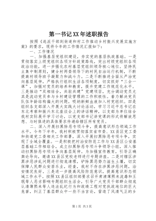 第一书记XX年述职报告