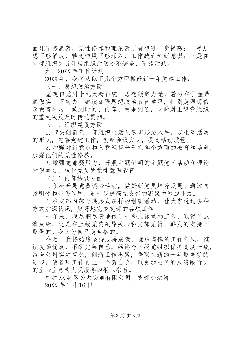 公共交通公司支部书记述职报告_第3页