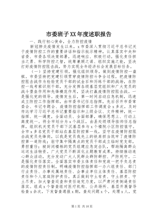 市委班子XX年度述职报告