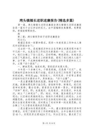 湾头镇镇长述职述廉报告(精选多篇)